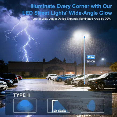 Miniatura 8 de Paquete de 2 luces LED de estacionamiento de 320 W, 48,000 lm, listado por UL, 320 W, 256 W, 192 W, ajustable, caja de zapatos, luz de poste