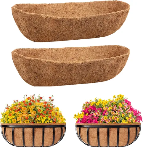 Riare Paquete de 2 forros de fibra de coco de 24 pulgadas para macetas, revestimiento de repuesto de fibra de coco natural para macetas, cesta de