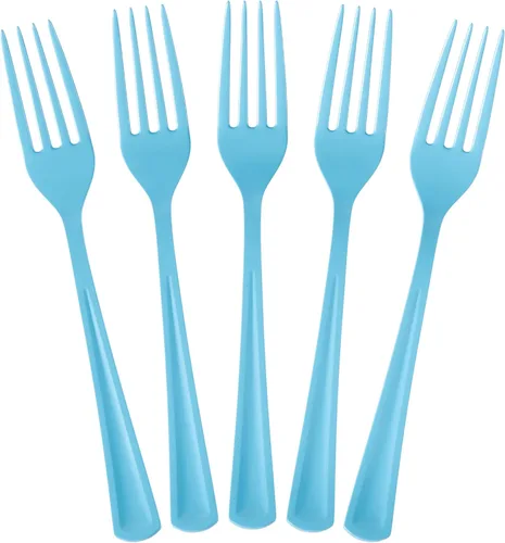 Miniatura 14 de Party Solids Tenedores de plástico negro, 100 piezas, tenedores negros, utensilios desechables, juego de cubiertos de plástico resistente