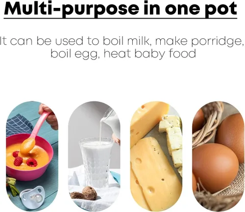 Miniatura 6 de Mini Olla de Leche Esmaltada de 0.6 Cuartos con Mango de Madera Aislado, 2 Picos Vertedores, Calentador de Alimentos Pequeño, Cacerola Bonita