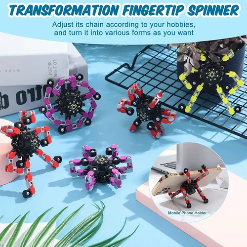 Miniatura 6 de 20 piezas de juguetes fidget spinners al azar, juguetes dedo robot deformables DIY, juguete spinner de descompresión, juguetes gyro mecánicos
