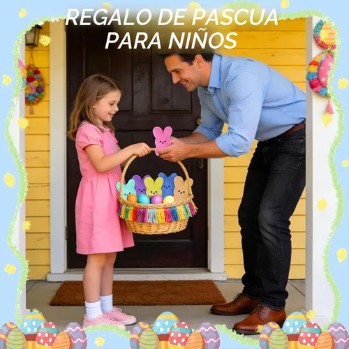 Miniatura 2 de vizethru 6 juguetes de peluche de conejo de Pascua, juguetes de relleno de cesta de Pascua para niños, animales de peluche de conejo, regalos