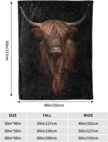 Miniatura 3 de Manta de Vaca Highland Súper Suave y Cálida Manta de Sofá de Vaca Highland - Manta de Sofá Ligera y Acogedora de Franela con Estampado de Vaca