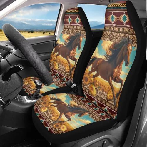 Miniatura 40 de Bulopur Art Horse - Juego de 2 fundas universales para asientos delanteros de automóvil, protectores enteros adecuados para la mayoría