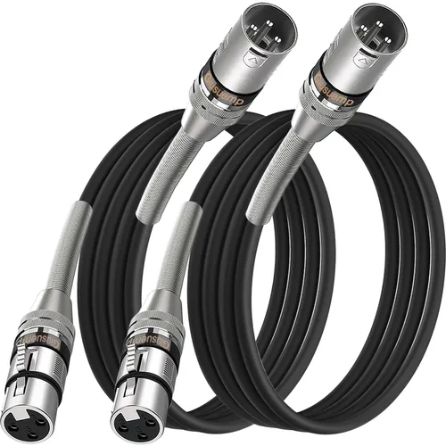 Miniatura 8 de Cable de micrófono XLR a XLR de 10 pies, cable XLR macho a hembra, cable de altavoz de micrófono blindado equilibrado de 3 pines, resorte de metal
