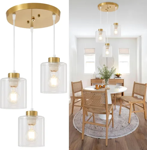 Miniatura 9 de Lámpara colgante de 3 luces, lámpara colgante para isla de cocina, iluminación colgante negra para cocina, dormitorio, pasillo, accesorios de 3