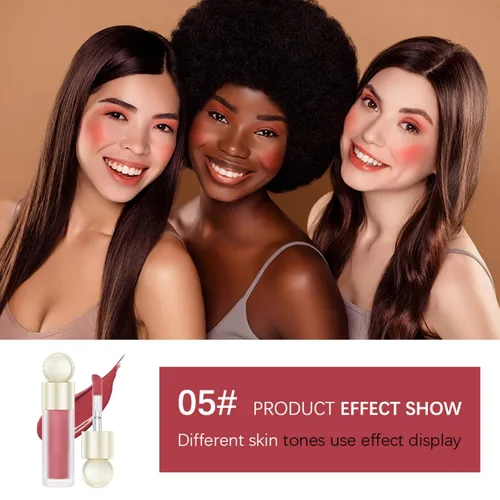 Miniatura 4 de Rubor líquido, maquillaje en crema líquida mate de doble uso para mejillas y labios, de larga duración, a prueba de manchas, rubor facial hidratante