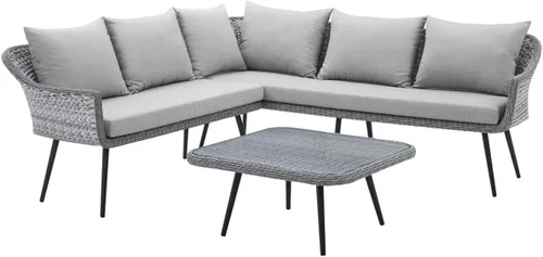 Miniatura 9 de Modway EEI-3176-GRY-GRY-SET - Sillón Endeavor de mimbre para patio al aire libre, 2 sillones, gris