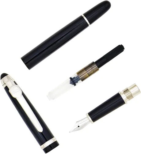 Miniatura 5 de Gullor Pluma estilográfica avanzada Jinhao 163 Executive Negro y Plata 18kgp Punta Media