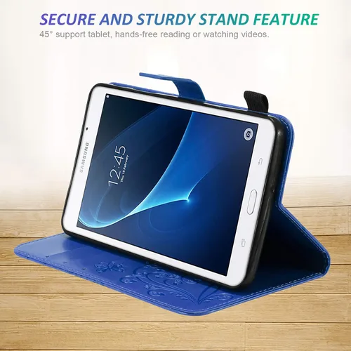 Miniatura 7 de Funda para Samsung Galaxy Tab A 7.0 2016 (SM-T280/T285) con portalápices [Encendido/apagado automático] Folio Stand Smart Magnetic Wallet Embossed