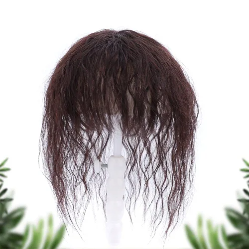 Miniatura 6 de YYDS Peluca de cabello humano con flequillo. Aumenta la cantidad de cabello en la parte superior de la cabeza para cubrir el cabello blanco Negro