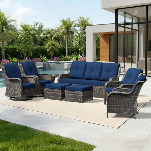 Miniatura 39 de Joyside Juego de sillas de mimbre para patio, juego de 3 piezas de mimbre para exteriores con 2 sillas reposabrazos y 1 mesa auxiliar para terraza