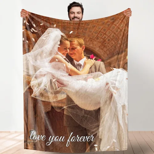 Manta de fotos personalizada para bodas, parejas, fotos para familiares, amigos, regalos personalizados de Navidad y cumpleaños, fabricada en