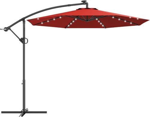 Miniatura 10 de Tangkula Sombrilla solar de patio de 10 pies, sombrilla voladiza para exteriores con rotación de 360 grados, poste de aluminio, fácil ajuste de Café