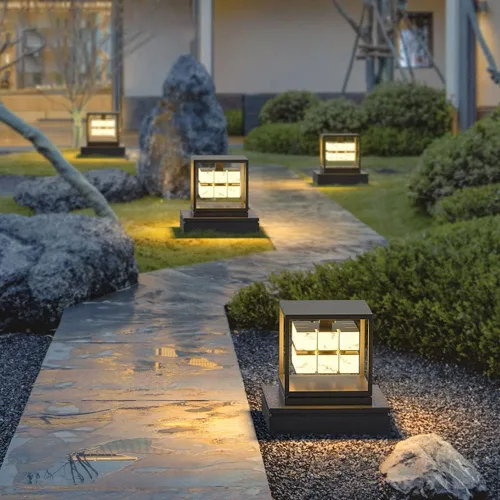 Miniatura 5 de Luces de poste para exteriores, lámpara de pilar clásica china de imitación de mármol, luz de pilar de puerta de mármol, lámpara de pie de casa