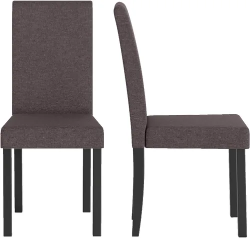 Miniatura 13 de COSTWAY Juego de 2 sillas de comedor sin brazos de tela, sillas laterales tapizadas de cocina con patas de madera de goma, asiento acolchado y Beige