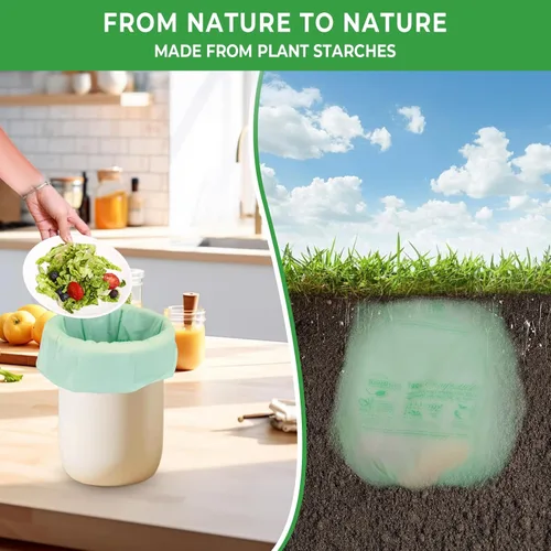 Miniatura 5 de Bolsas de compost de 1.2 galones, 4.5 litros, 0.8 mil, 80 unidades de bolsas de basura compostables, bolsas pequeñas para restos de comida