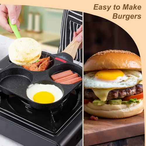 Miniatura 5 de MyLifeUNIT Sartén para Huevos, 4 Tazas, Sartén Antiadherente para Huevos, Sartén para Huevos Fritos para Desayuno, Panqueques, Hamburguesas, Negro
