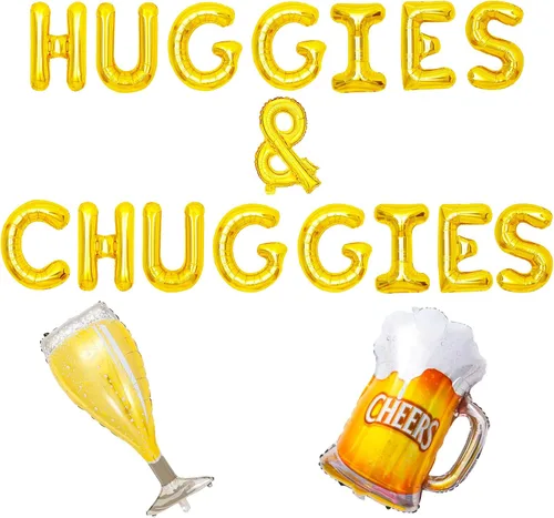 JeVenis Huggies and Chuggies - Decoraciones de fiesta de Huggies and Chuggies, letrero de revelación de género, decoración de fiesta de pañal para