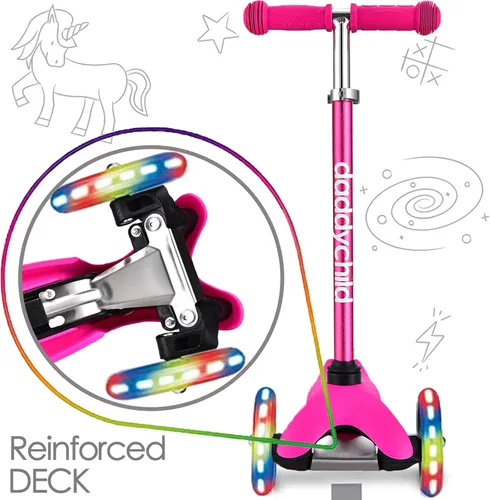 Miniatura 2 de 3-Wheel Kick Scooter for Kids Ages 3-8 Lean-to-Steer Toddler Scooter with Extra Wide Light Up Wheels, 4 Adjustable Heights, Foldable Scooters for