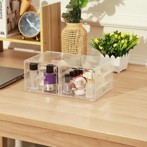 Miniatura 6 de Cq acrylic - Organizadores apilables transparentes para maquillaje y almacenamiento con 8 cajones, organizador de gabinete de medicina de acrílico