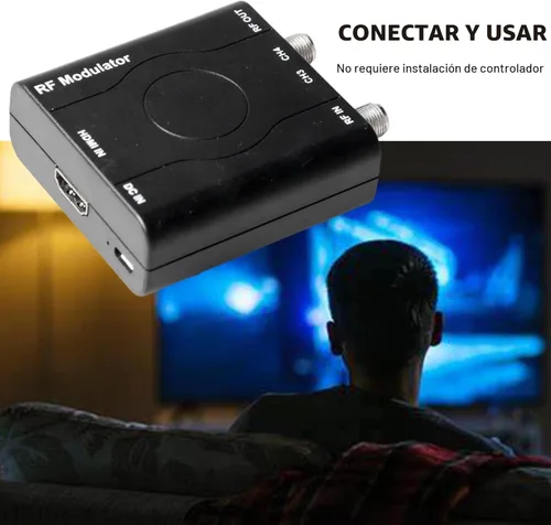 Miniatura 7 de Modulador HDMI a RF, HDM61 VHF HDMI a RF adaptador convertidor para salida de formato NTSC de TV, control PLL 1080P para consola de juegos de TV