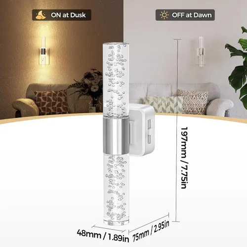 Miniatura 3 de DORESshop Luz nocturna LED, luces nocturnas giratorias que se enchufan a la pared con sensor de luz automática de 3000 K luz nocturna con brillo