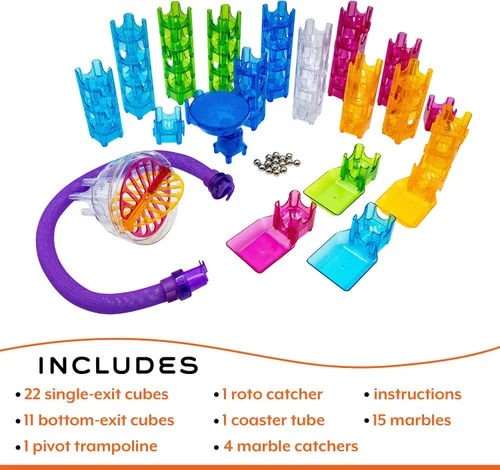 Miniatura 3 de MindWare Q-BA-Maze - Juego de acrobacias de acción de la próxima generación de laberinto de mármol para niños, STEM Marble Run, recomendado