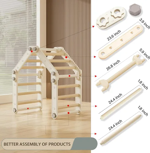 Miniatura 7 de Juguetes de escalada para niños, juego de triángulos Pikler, gimnasio Montessori de plástico para interiores, gimnasio de escalada plegable