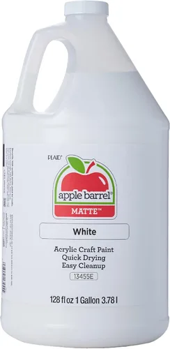 Apple Barrel Un galón (128 onzas líquidas) de pintura acrílica blanca, acabado mate para pintura, dibujo y suministros de arte, pintura acrílica