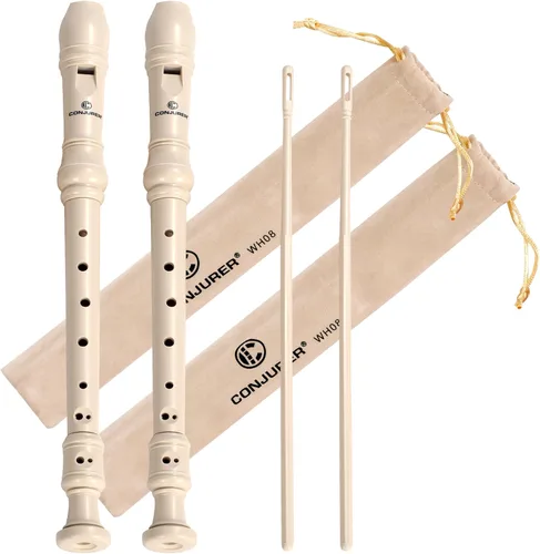 Miniatura 17 de CONJURER Grabadora soprano para niños y estudiantes, 10 unidades, flauta alemana de 8 agujeros, para principiantes, con varilla de limpieza y bolsa