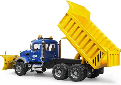 Miniatura 7 de Bruder 02815 Camión Volquete Mack Granite Escala 1:16, Camión de Juguete Ultra Realista para Construcción y Juego en la Granja Duradero para Uso