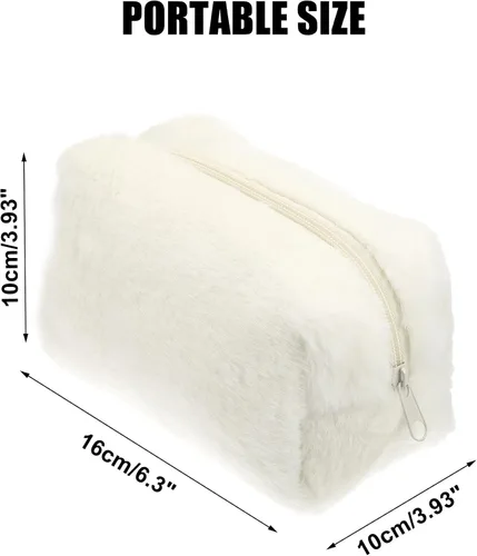 Miniatura 4 de VOCOSTE Pequeña bolsa de maquillaje de felpa, bolsa de cosméticos de belleza suave, bonita bolsa de aseo con cremallera de viaje, bolsa organizadora