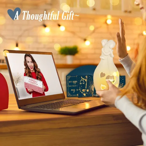 Miniatura 8 de Regalos de cumpleaños para hermanas, estatua de abrazo blanco, portavelas de abrazo con 50 tarjetas de afirmación diarias, regalo motivacional