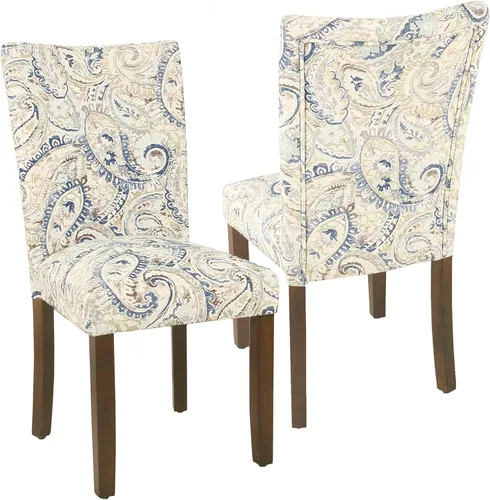 Miniatura 226 de Homepop Silla de comedor con detalles festoneados, sillas de comedor Parsons tapizadas, muebles decorativos para el hogar, tejido gris claro