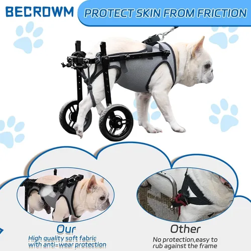 Miniatura 4 de Silla de ruedas para perros para patas traseras, carrito de ruedas ligero para perros con patas traseras para discapacitados, ajustable