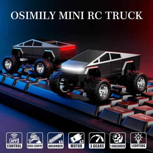 Miniatura 2 de OSIMILY MINI coche RC, controlado por aplicación a escala 1:64, camión RC MINI de aleación todo terreno Coche de control remoto con Negro