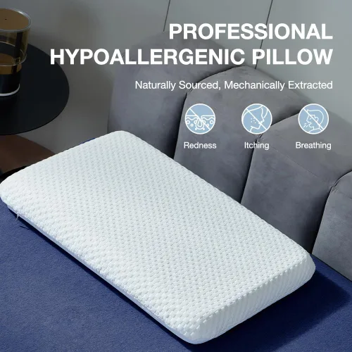 Miniatura 8 de Almohada fina de espuma viscoelástica para personas que duermen boca abajo, tamaño King de 1.75 pulgadas, de perfil bajo, para dormir, almohada