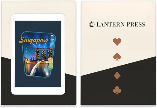 Miniatura 4 de Lantern Press Singapur, Retro Skyline, Contour (52 cartas de juego, baraja de cartas de tamaño póquer con Jokers)
