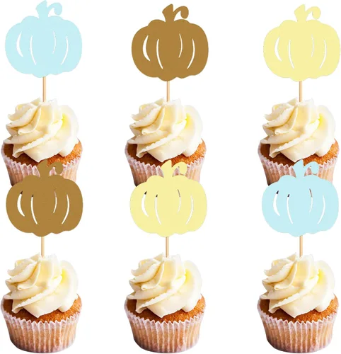 Miniatura 17 de 24 adornos para cupcakes de calabaza con purpurina, decoraciones de baby shower, tema de cosecha de otoño, suministros para fiestas de cumpleaños