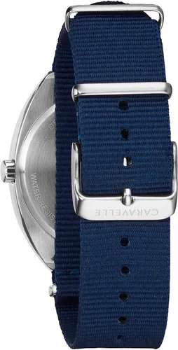 Miniatura 3 de Caravelle - Reloj retro de cuarzo para hombre acero inoxidable con correa de nailon azul tono plateado Modelo 43B167 Azul Patchwork