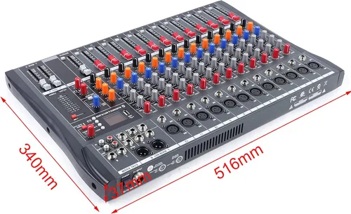 Miniatura 3 de Mezclador profesional de estudio en vivo de 12 canales, consola mezcladora de sonido de audio de estudio con Bluetooth USB para profesionales