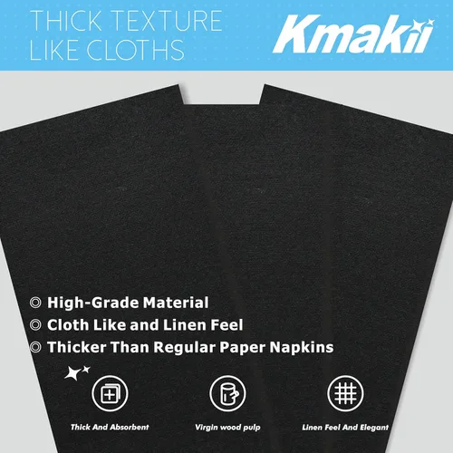 Miniatura 3 de KMAKII Servilletas desechables negras para cena, servilletas de tela como servilletas de papel de lino, toallas de mano de papel para baño, bodas