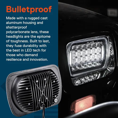 Miniatura 4 de TRUE MODS 7x6 5x7 H6054 Faros LED negros H4 2B1 Reemplazo de haz sellado Lámpara de cabeza para Jeep Wrangler YJ Cherokee XJ Chevy Express Ford
