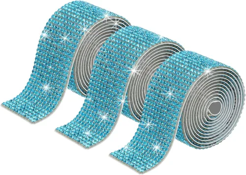 Miniatura 28 de MECCANIXITY 3 rollos de cinta de diamantes de imitación autoadhesiva de 3 yardas y 0.315 in para proyectos de artes y manualidades, pasteles de Beige