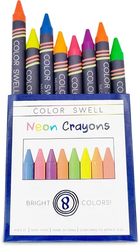 Color Swell Paquete de crayones de neón, una caja de divertidos crayones de neón de calidad para profesores, duraderos para niños, estudiantes,