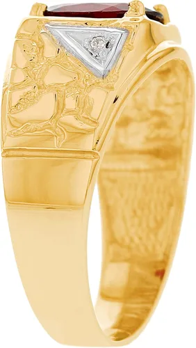 Miniatura 3 de Jewelry Liquidation Anillo para hombre de oro amarillo macizo de 14 quilates, granate 0.04 cttw, Oro amarillo Oro, Granate