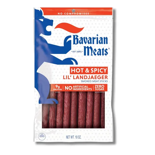 Miniatura 10 de Bavarian Meats Lil' Landjaeger - Palitos de carne, aperitivos de salchicha ahumada envueltos individualmente, cero azúcar, gran fuente de proteínas