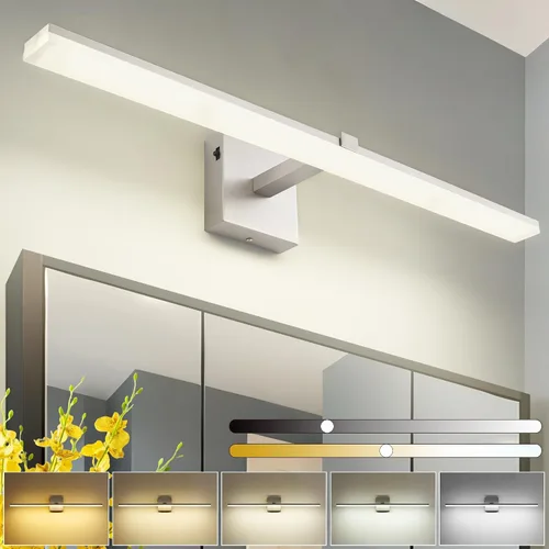 Miniatura 25 de Luz de tocador de baño negra de 32 pulgadas, LED moderna, 3CCT, regulable, 24 W, luminarias de baño sobre espejo 3000 K/4500 K/6000 K, 3