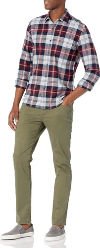Miniatura 58 de Amazon Essentials Camisas de franela de manga larga para hombre, corte ajustado, a cuadros con botones